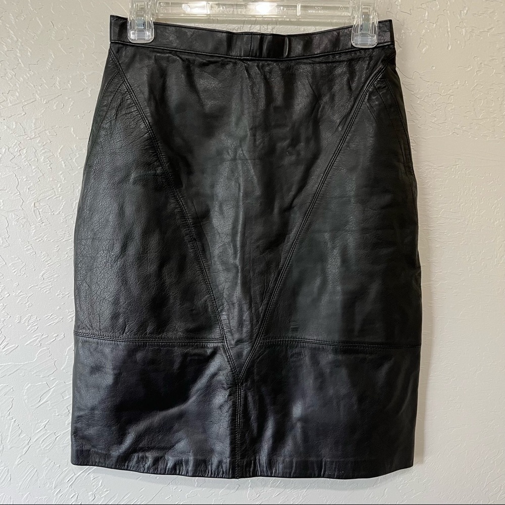 Vintage G-III Black Leather Skirt